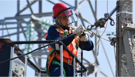 person working on power line